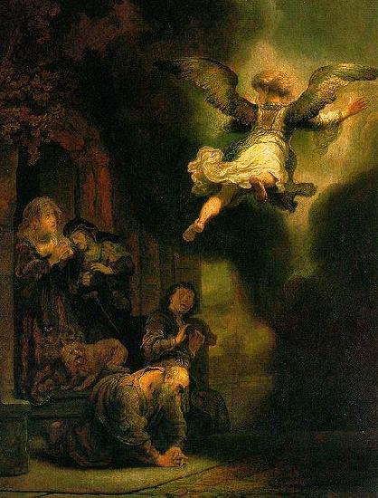 REMBRANDT Harmenszoon van Rijn The Archangel leaving Tobias,